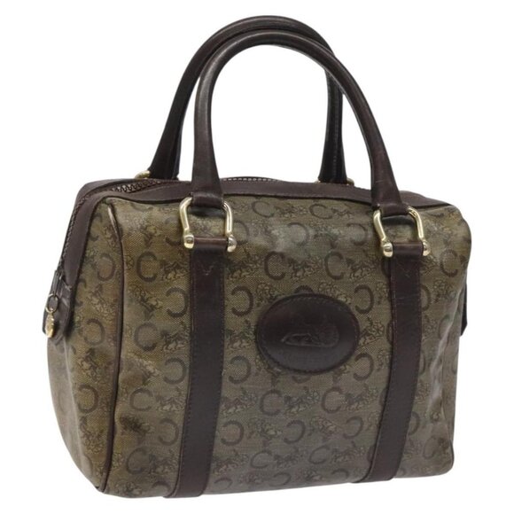 CELINE C Sulky Hand Bag PVC Dark Brown Gold Auth 114689 - Picture 1 of 13